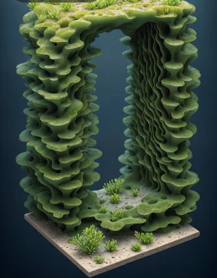 Stylized columns of green plants