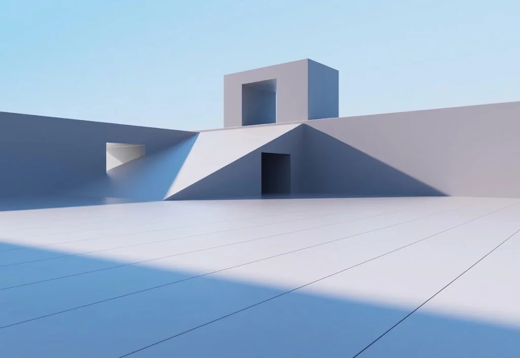 Minimal 3D architectural space in soft light