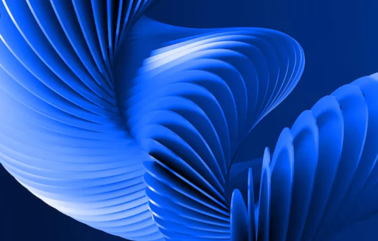Abstract blue spiral sculpture